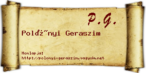 Polónyi Geraszim névjegykártya